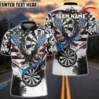 BlueJose Darts Grunge Eagle American Flag Black White Personalized Name, Team Name Shirt
