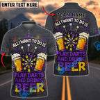 BlueJose All I Want Is Beer & Darts Personalized Name, Team Name Shirt (4 Colors)