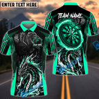BlueJose Darts Angry Dragon Multicolor Options Personalized Name Pocket Shirt (4 Colors)