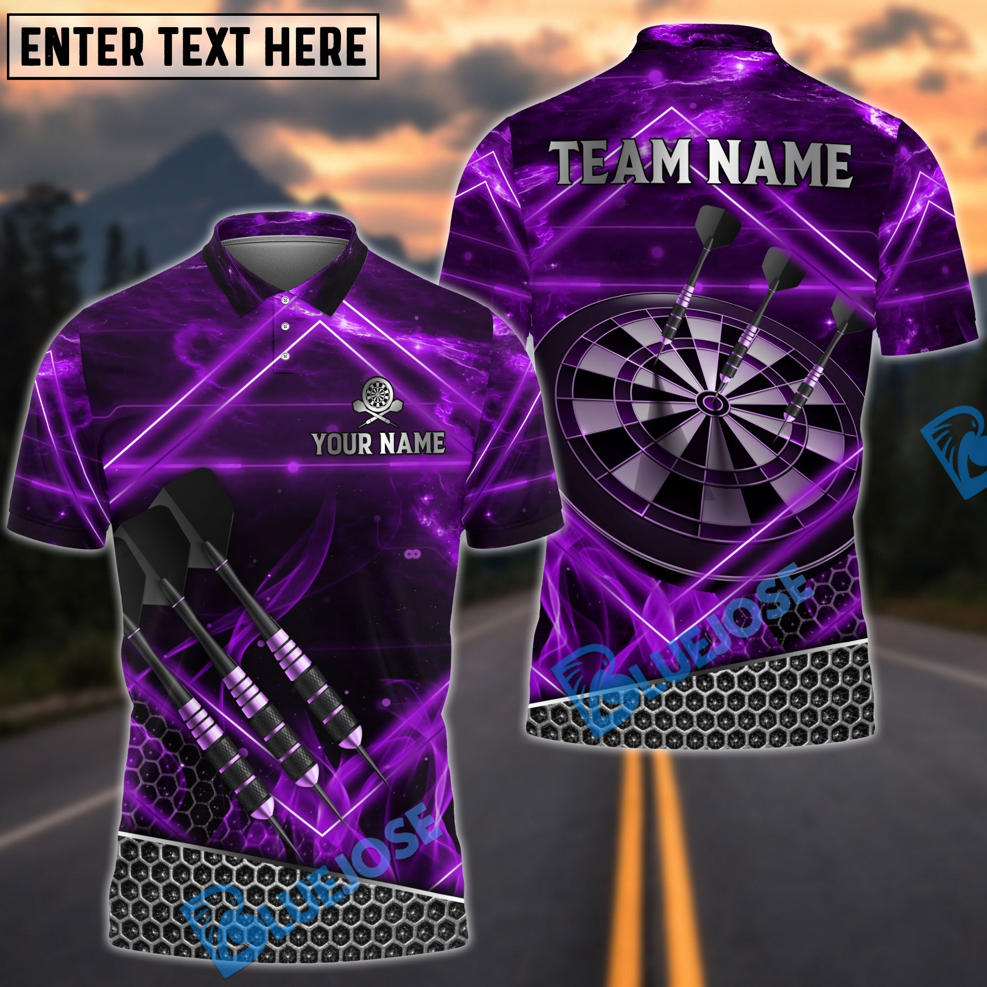 BlueJose Darts Light Tech Net Personalized Name, Team Name Shirt (4 Colors)