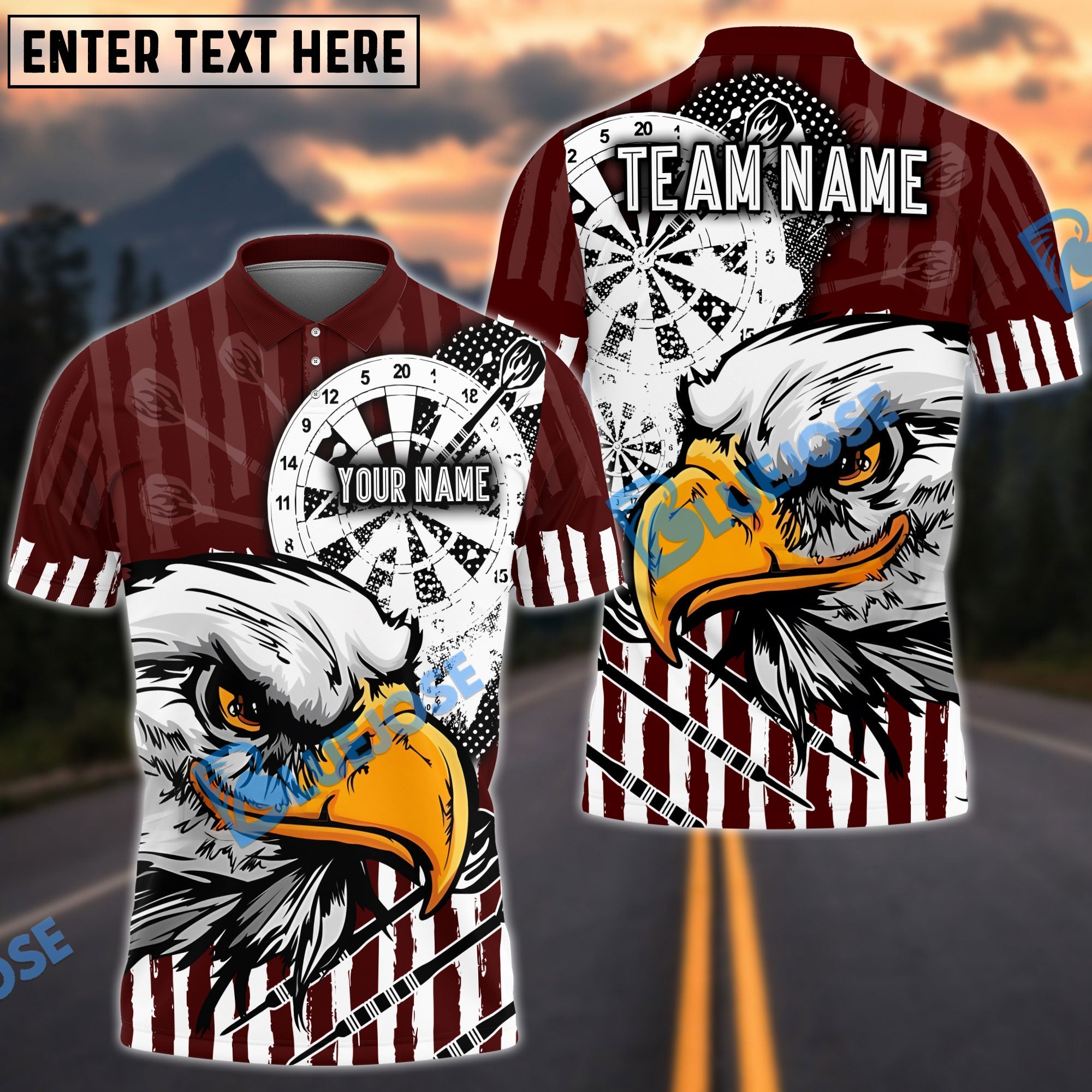 BlueJose Darts Eagle Offwhite Personalized Name, Team Name Shirt (4 Colors)
