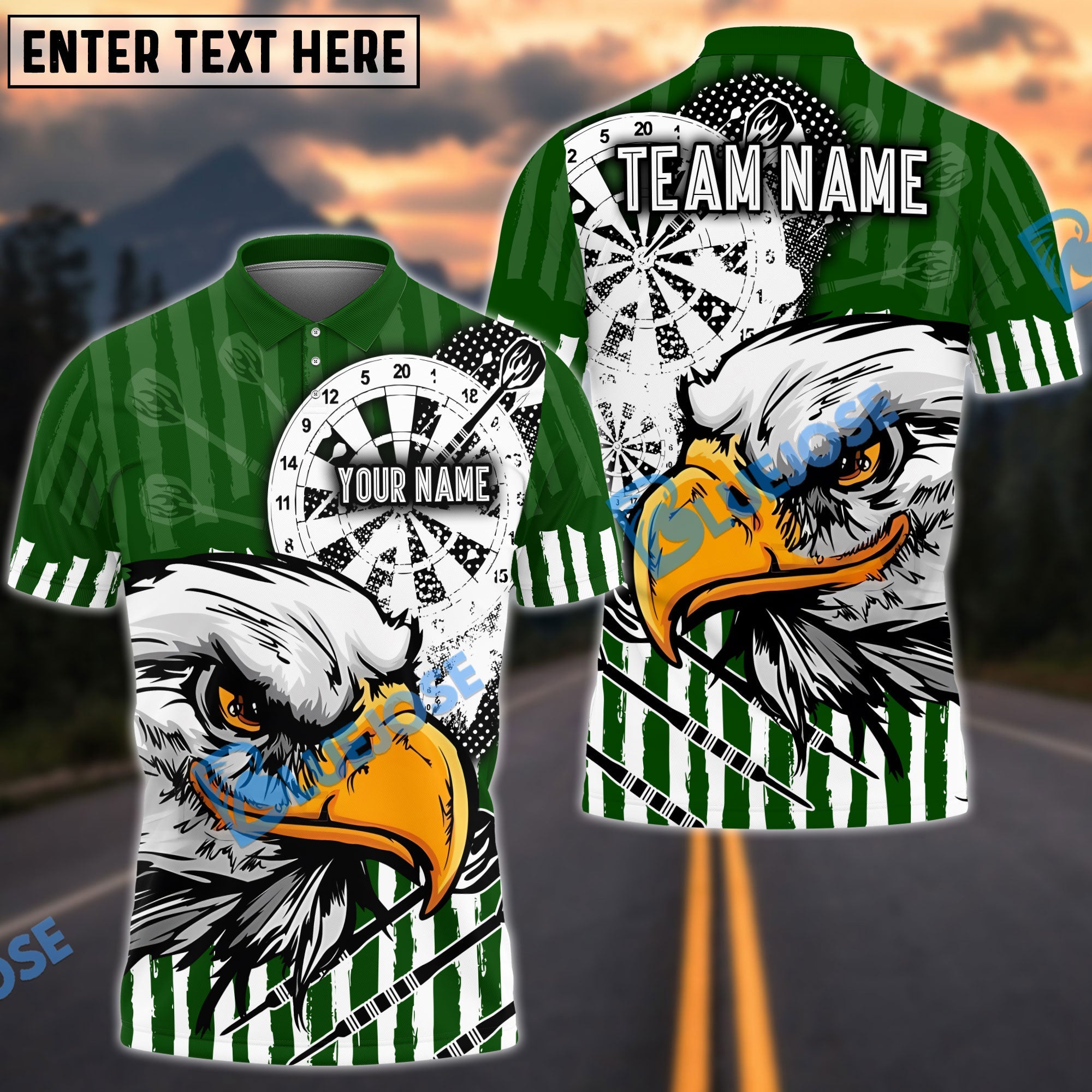 BlueJose Darts Eagle Offwhite Personalized Name, Team Name Shirt (4 Colors)