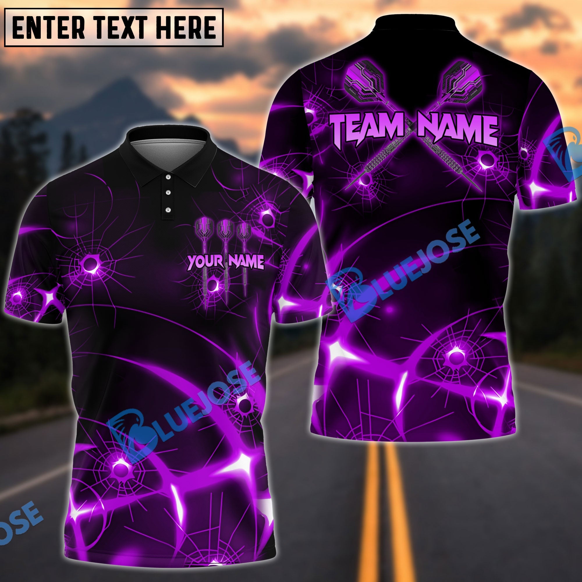 BlueJose Darts Lazer Target Personalized Name, Team Name Shirt (4 Colors)