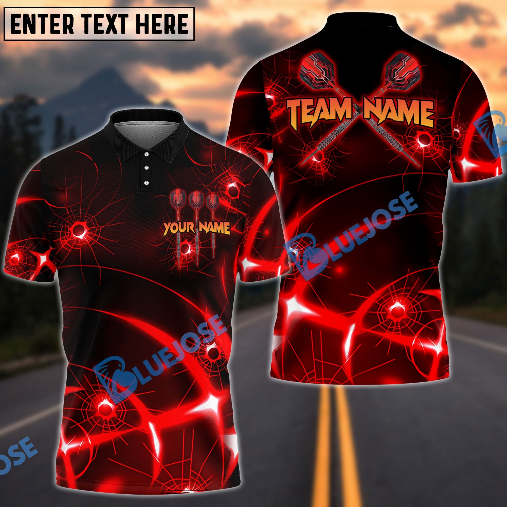 BlueJose Darts Lazer Target Personalized Name, Team Name Shirt (4 Colors)