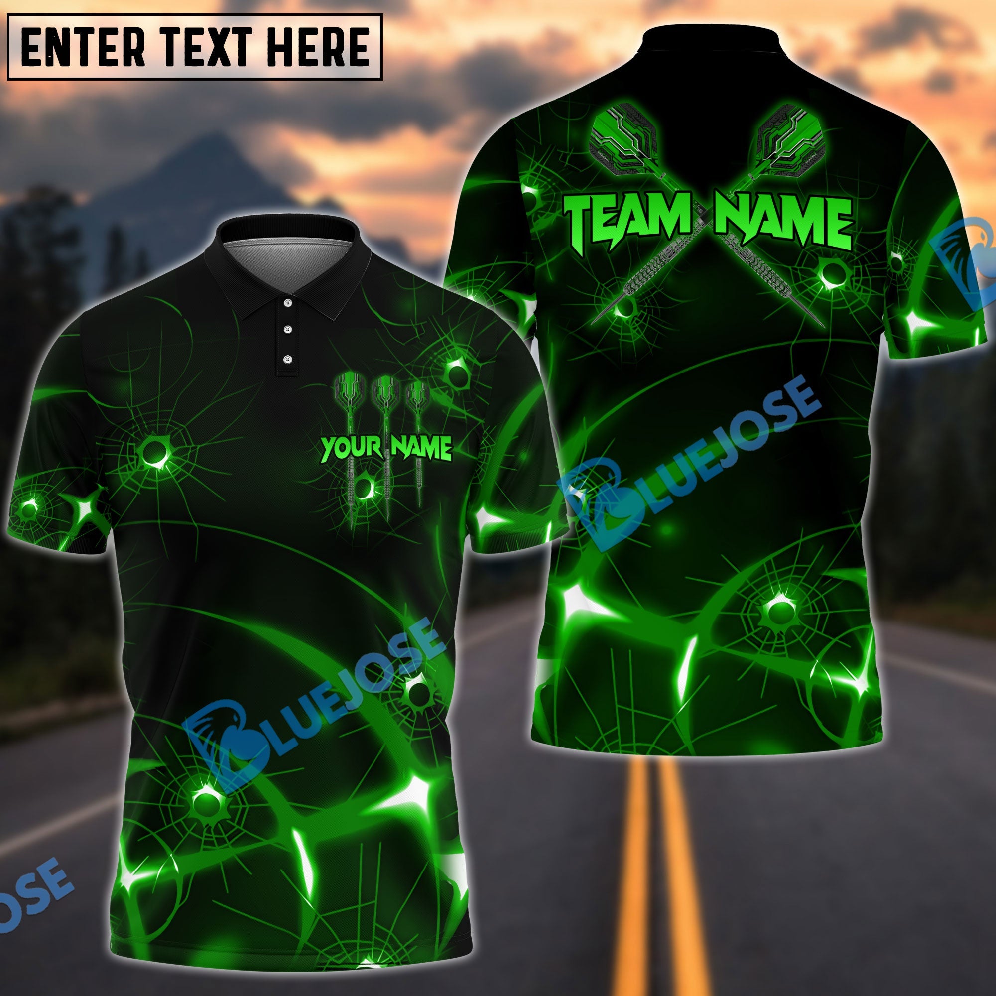 BlueJose Darts Lazer Target Personalized Name, Team Name Shirt (4 Colors)