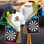 BlueJose Darts White Multicolor Golden Smoke Pattern Personalized Name Shirt
