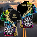 BlueJose Darts Black Multicolor Golden Smoke Pattern Personalized Name Shirt
