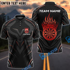 BlueJose Darts Flaming Target Crown Pattern Customized Name, Team Name 3D Shirt (4 Colors)