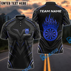 BlueJose Darts Flaming Target Crown Pattern Customized Name, Team Name 3D Shirt (4 Colors)