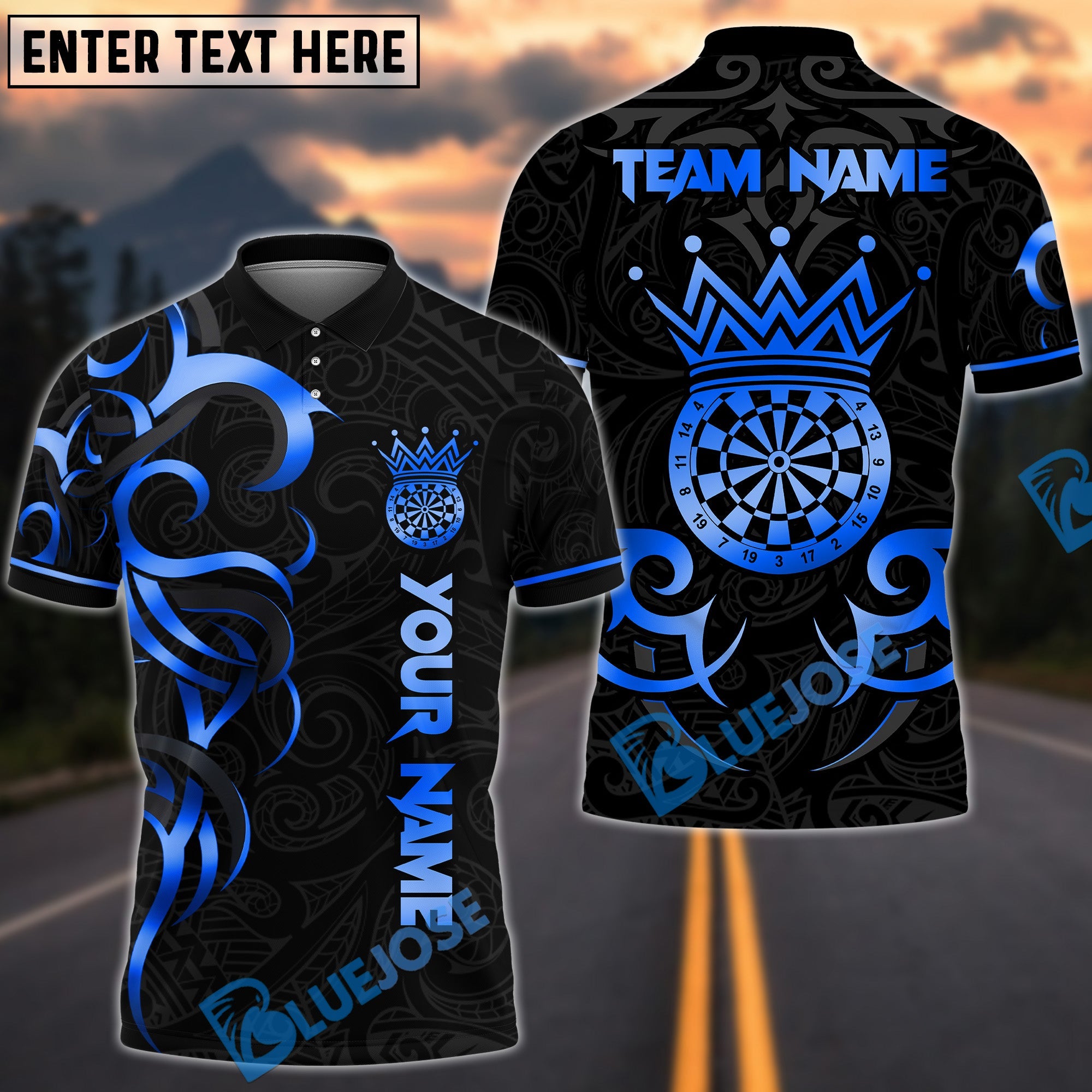 BlueJose Darts Royal King Customized Name, Team Name 3D Shirt (4 Colors)