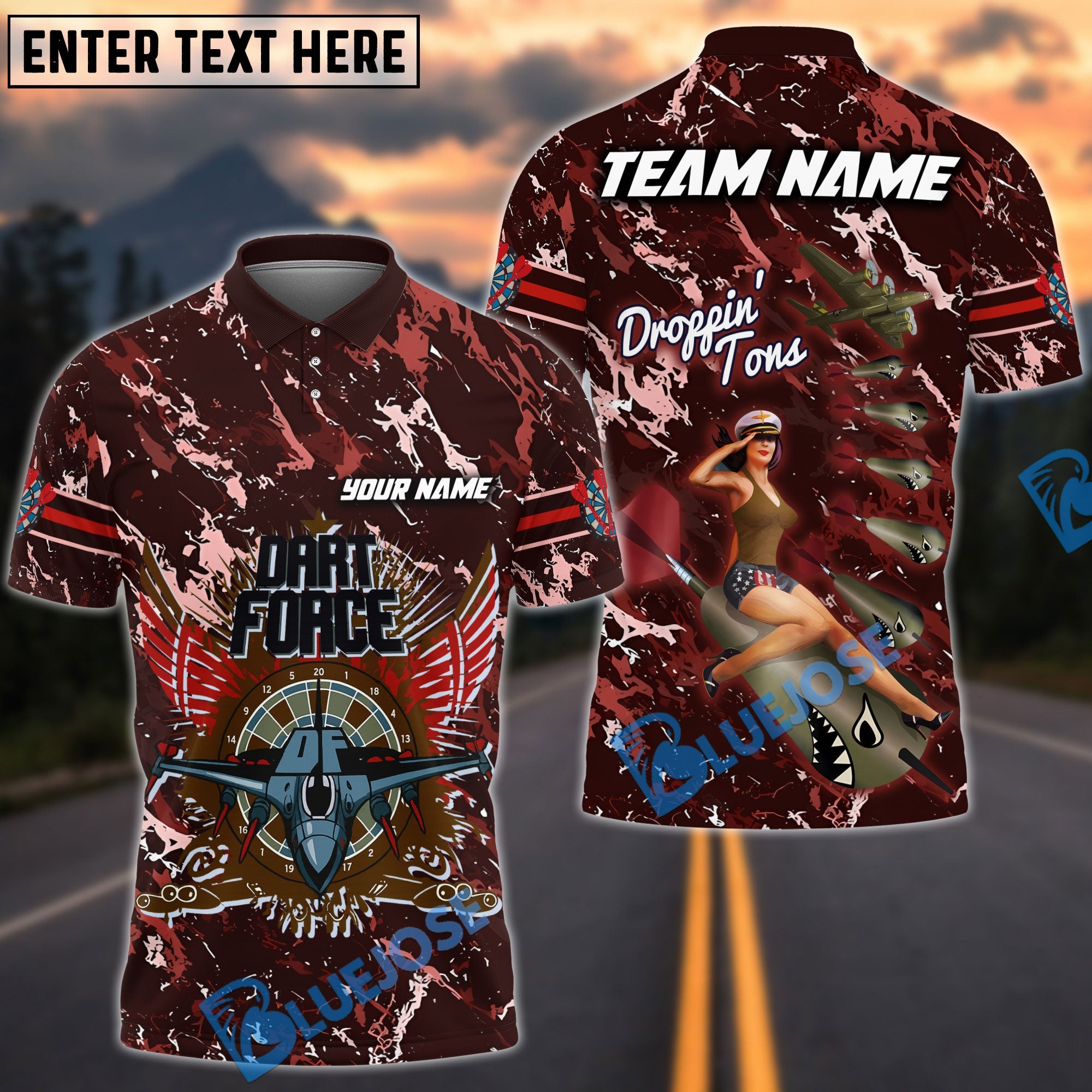 BlueJose Darts Dart Force Army Customized Name, Team Name 3D Shirt (4 Colors)