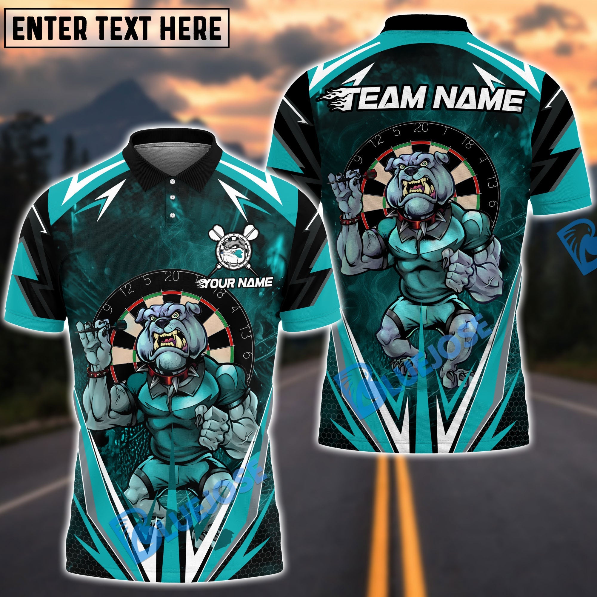 BlueJose Darts Bulldog Strength Customized Name, Team Name 3D Shirt (4 Colors)