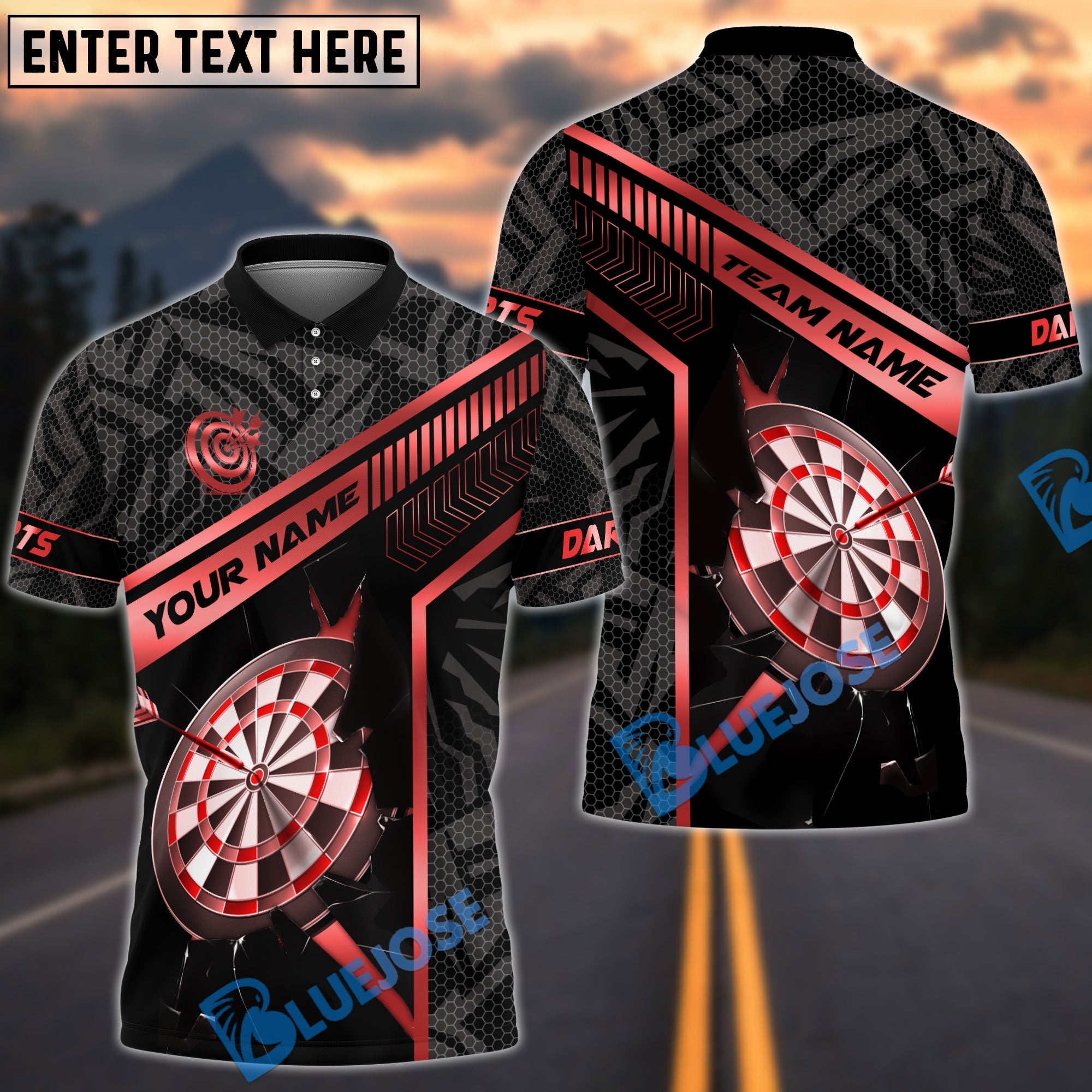 BlueJose Darts Gold Strike Line Design Customized Name, Team Name 3D Shirt (4 Colors)