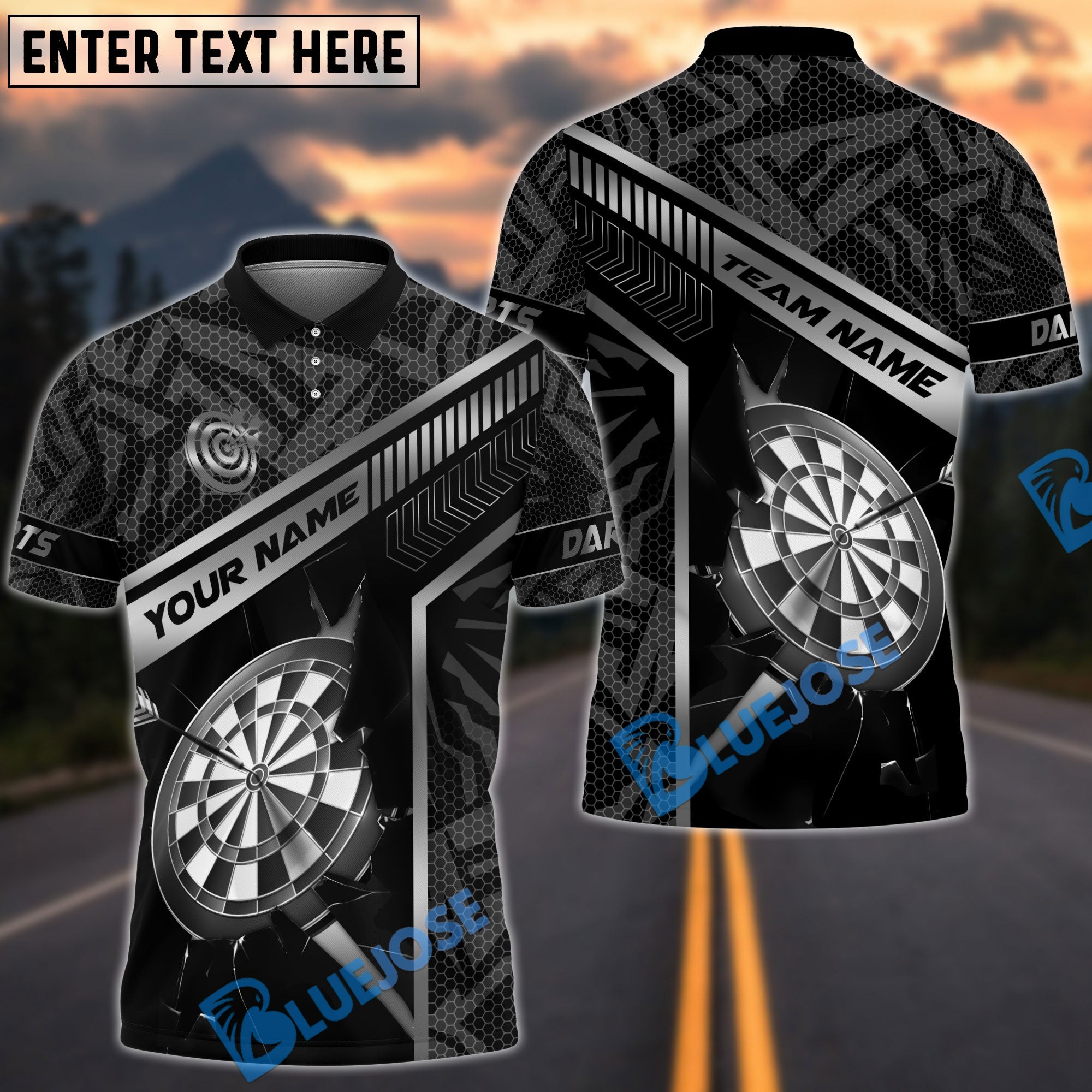 BlueJose Darts Gold Strike Line Design Customized Name, Team Name 3D Shirt (4 Colors)