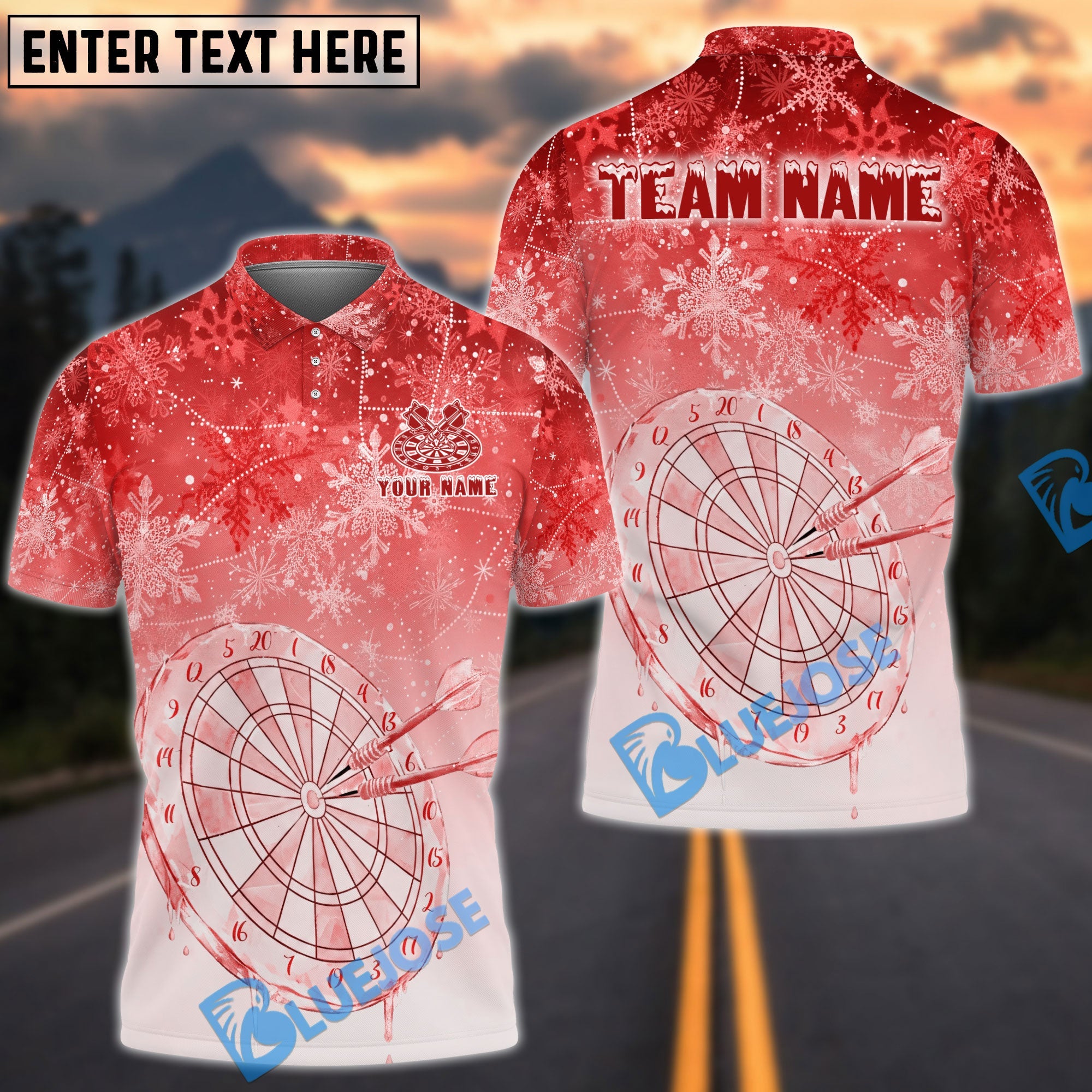 BlueJose Darts Frozen Ice Magic Multicolor Options Personalized Name Shirt (4 Colors)