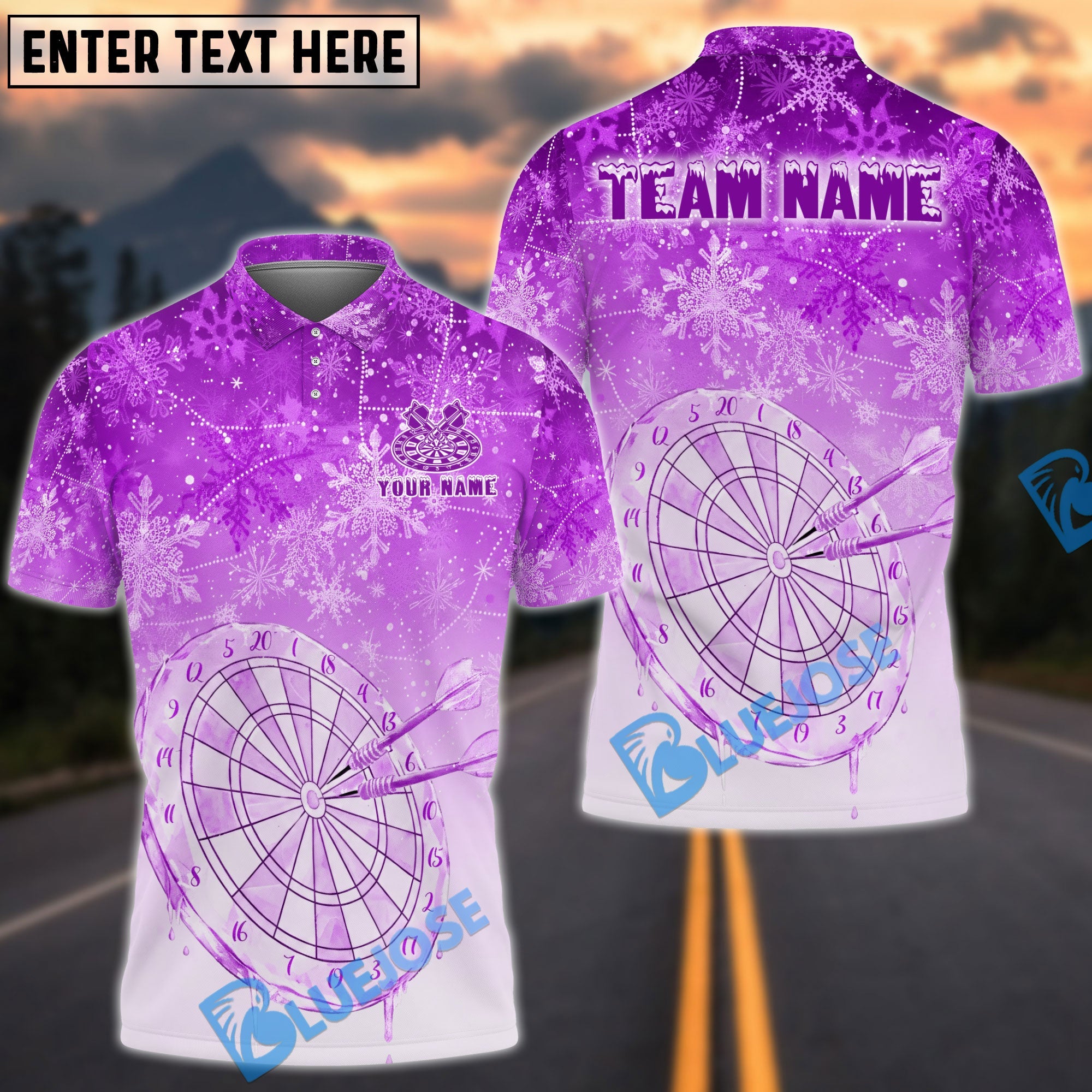 BlueJose Darts Frozen Ice Magic Multicolor Options Personalized Name Shirt (4 Colors)