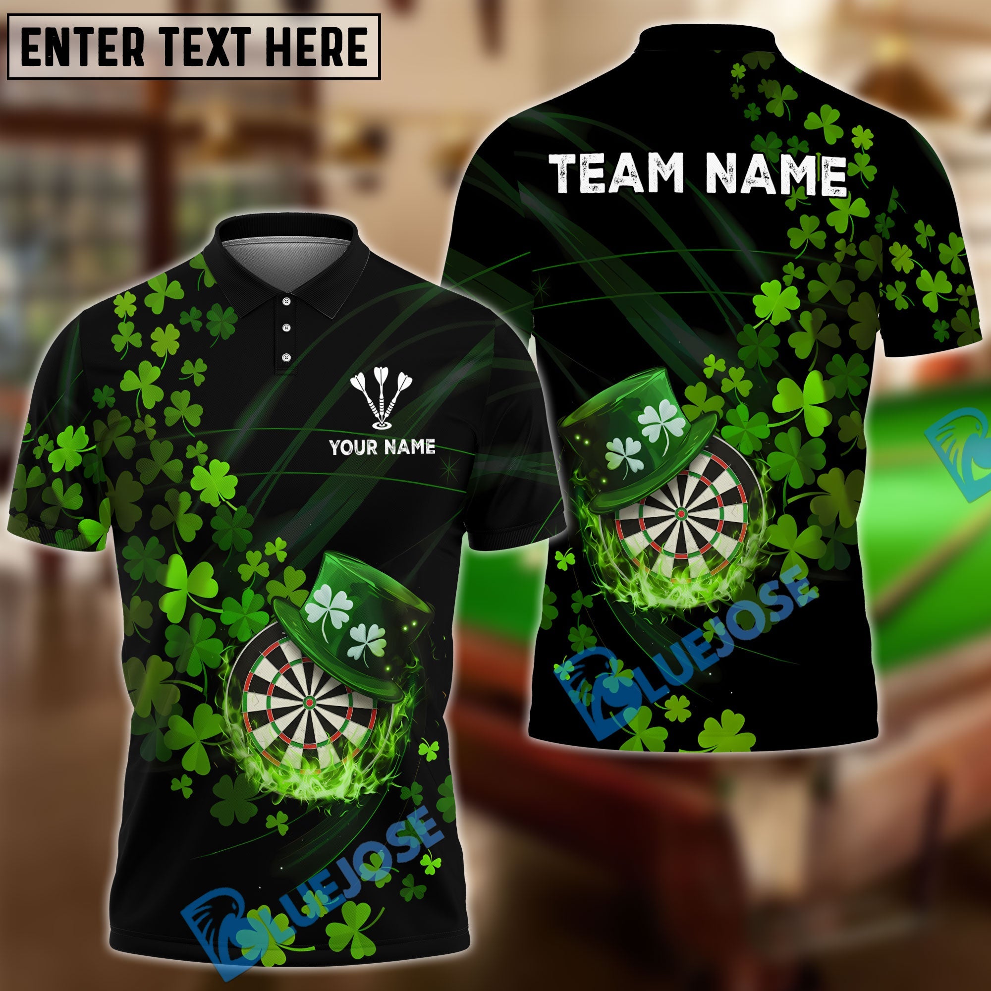 BlueJose Darts Irish Leaf Flow Personalized Name Shirt