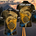 BlueJose Darts Golden Dragon Flowing Ornamental Art Multicolor Options Personalized Name Shirt (6 Colors)