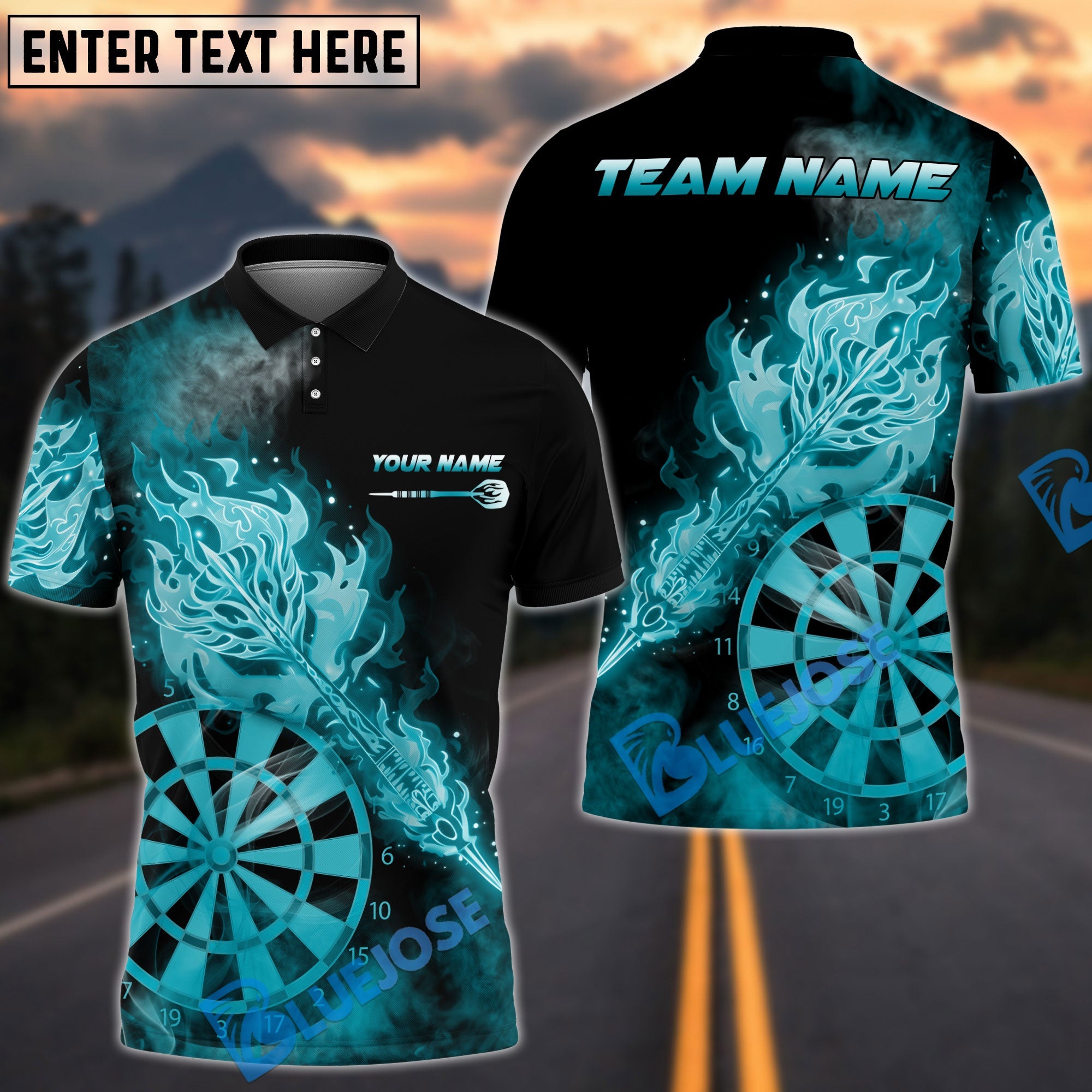 BlueJose Darts God Fire Arrow Multicolor Options Personalized Name Shirt (4 Colors)