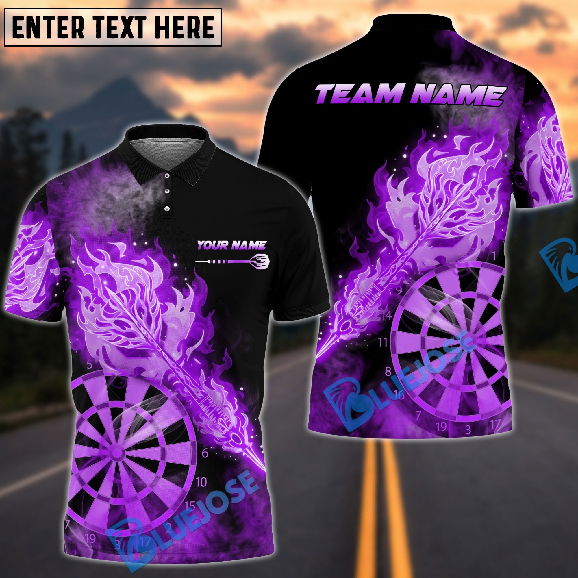 BlueJose Darts God Fire Arrow Multicolor Options Personalized Name Shirt (4 Colors)