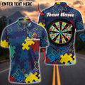 BlueJose Darts Autism Awareness Puzzle Dartboard Personalized Name Shirt