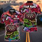 BlueJose Darts Gumpy Turtle Graffiti Personalized Name, Team Name Unisex Shirt (4 Colors)