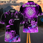 BlueJose Darts Triple Fire Flame Skull With Dartboard Design Personalized Name, Team Name Unisex Shirt (4 Colors)