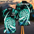 BlueJose Darts Flame Swirl Tornado Design Personalized Name, Team Name Unisex Shirt (4 Colors)