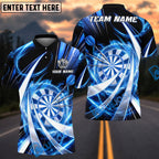 BlueJose Darts Flame Swirl Tornado Design Personalized Name, Team Name Unisex Shirt (4 Colors)