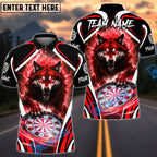 BlueJose Darts Angry Wolf Lightning Dartboard Design Personalized Name, Team Name Unisex Shirt (4 Colors)