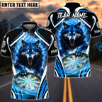 BlueJose Darts Angry Wolf Lightning Dartboard Design Personalized Name, Team Name Unisex Shirt (4 Colors)