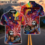BlueJose Darts Funny Cute Sloths Design Personalized Name, Team Name Unisex Shirt (4 Colors)