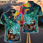 BlueJose Darts Funny Cute Sloths Design Personalized Name, Team Name Unisex Shirt (4 Colors)