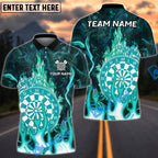 BlueJose Darts Cool Flaming Dartboard Design Personalized Name, Team Name Unisex Shirt (4 Colors)
