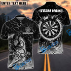 BlueJose Darts Flaming Assassin With Iron Darts Design Personalized Name, Team Name Unisex Shirt (4 Colors)