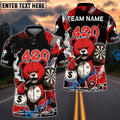 BlueJose Darts 420 Teddy Bear Carry Money With Dartsboard Design Personalized Name, Team Name Unisex Shirt (4 Colors)