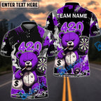 BlueJose Darts 420 Teddy Bear Carry Money With Dartsboard Design Personalized Name, Team Name Unisex Shirt (4 Colors)