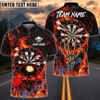 BlueJose Darts Flame Skull Hand Claw Dartboards Design Personalized Name, Team Name Unisex Shirt (4 Colors)