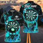 BlueJose Darts Flame Skull Hand Claw Dartboards Design Personalized Name, Team Name Unisex Shirt (4 Colors)