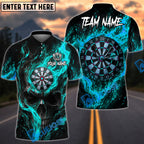 BlueJose Darts Skull Flame Curved Smoke Dartboard Design Personalized Name, Team Name Unisex Shirt (4 Colors)