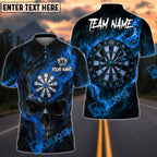 BlueJose Darts Skull Flame Curved Smoke Dartboard Design Personalized Name, Team Name Unisex Shirt (4 Colors)
