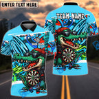 BlueJose Darts Street Graffiti Crocodile Dartboard Design Personalized Name, Team Name Unisex Shirt (4 Colors)