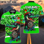 BlueJose Darts Street Graffiti Crocodile Dartboard Design Personalized Name, Team Name Unisex Shirt (4 Colors)