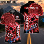 BlueJose Darts Rampage Thunder Skull Dartboard Design Personalized Name, Team Name Unisex Shirt (4 Colors)