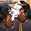 BlueJose Darts Flaming Flag Star Dartboard Design Personalized Name, Team Name Unisex Shirt (4 Colors)