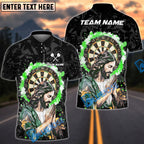 BlueJose Darts Jesus Dartboard Modern Christian Art Personalized Name, Team Name Unisex Shirt (4 Colors)