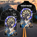 BlueJose Darts Jesus Dartboard Modern Christian Art Personalized Name, Team Name Unisex Shirt (4 Colors)