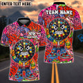 BlueJose Darts Cool Dartboard Graffiti X-eyes Design Personalized Name, Team Name Unisex Shirt (4 Colors)