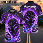 BlueJose Darts Fire Lion Flame Art Design Personalized Name, Team Name Unisex Shirt (4 Colors)