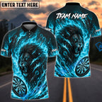 BlueJose Darts Fire Lion Flame Art Design Personalized Name, Team Name Unisex Shirt (4 Colors)